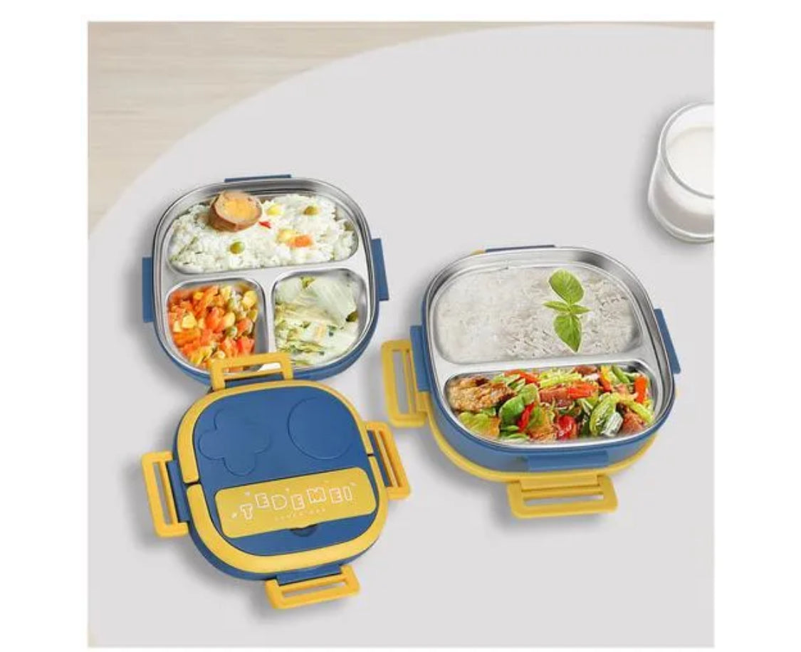 Tedemei Double Layer school 304 stainless steel lunch box ( 2 grid & 3 grid)