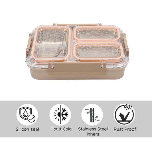 JAYPEE Stainless Steel Insulated Three Cavity Lunch Box