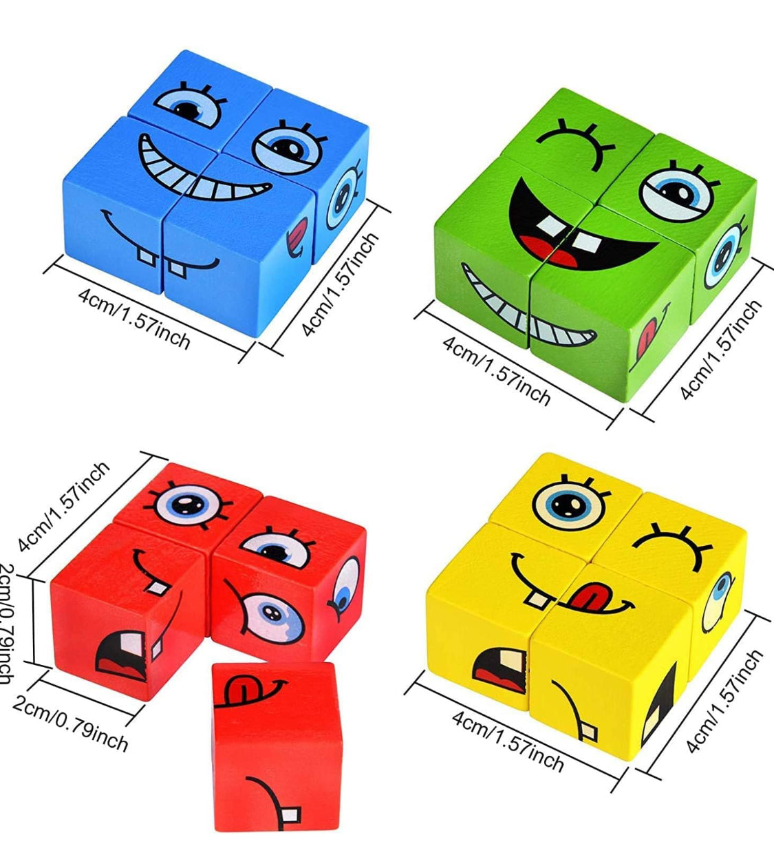 Face Changing Magic Cube Building Blocks Game Matching Expression Puzzle Toy Board Games for Family Night, Match Puzzles Geometric Educational Toys for Kids