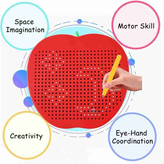 Magnetic Apple Shape Drawing Board Educational Toy - Sketch Pad for Kids, Draw Freely Doodle Pad with Magnetic Balls for 3+