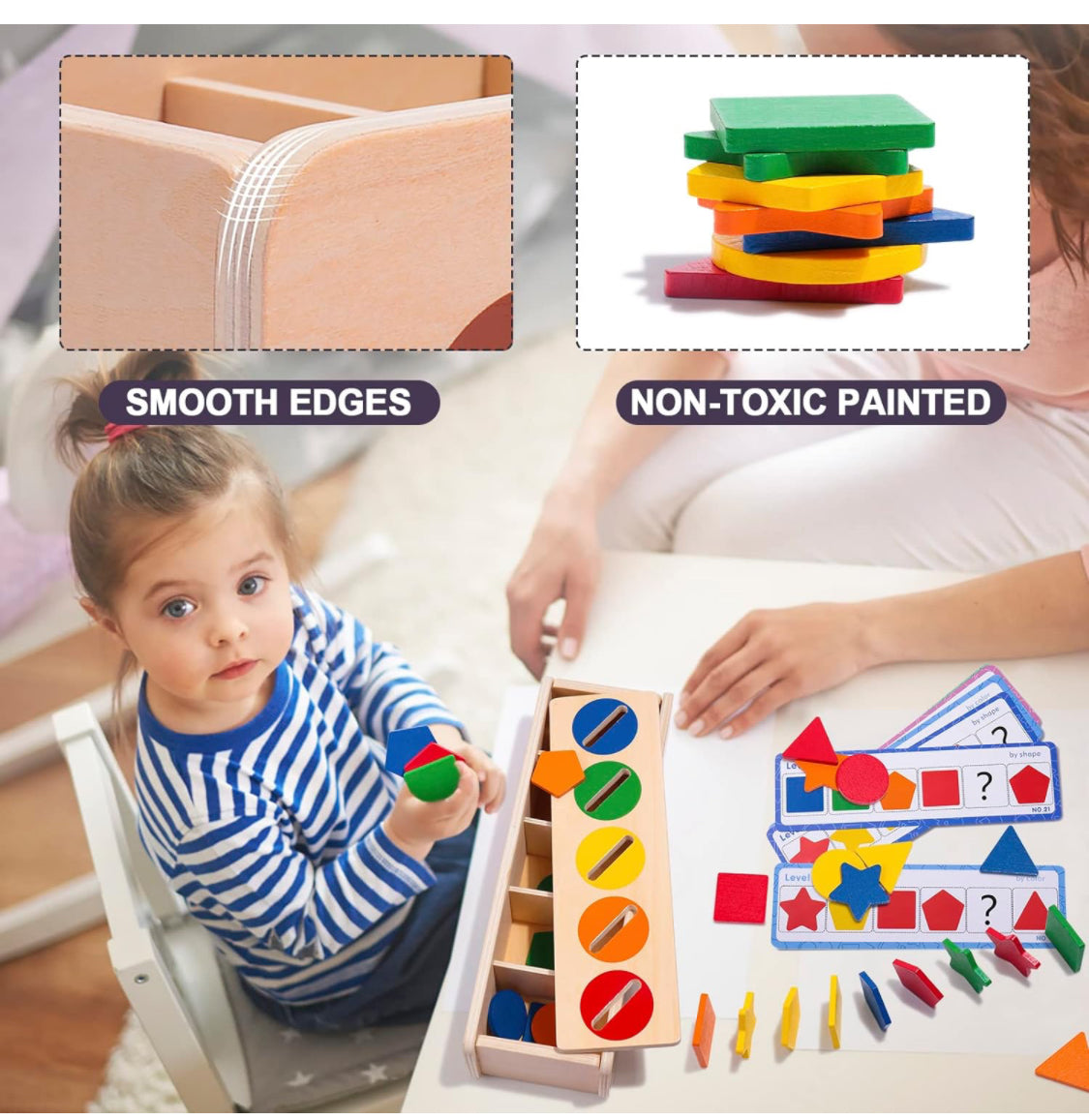 Montessori Toys Wooden Sorting Box for Baby Infant Toddler 1+Year Old (Sorting Box)