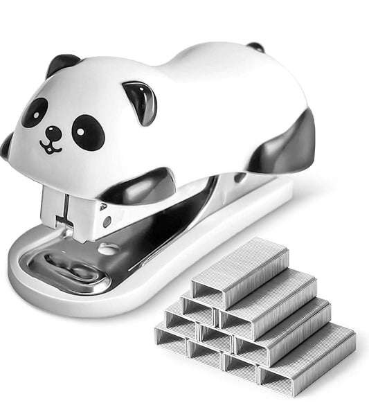 Mini Stapler, 20 Sheet Capacity Built-in Staple Remover Stapler with 1000 Standard Staples Cute Staplers Panda