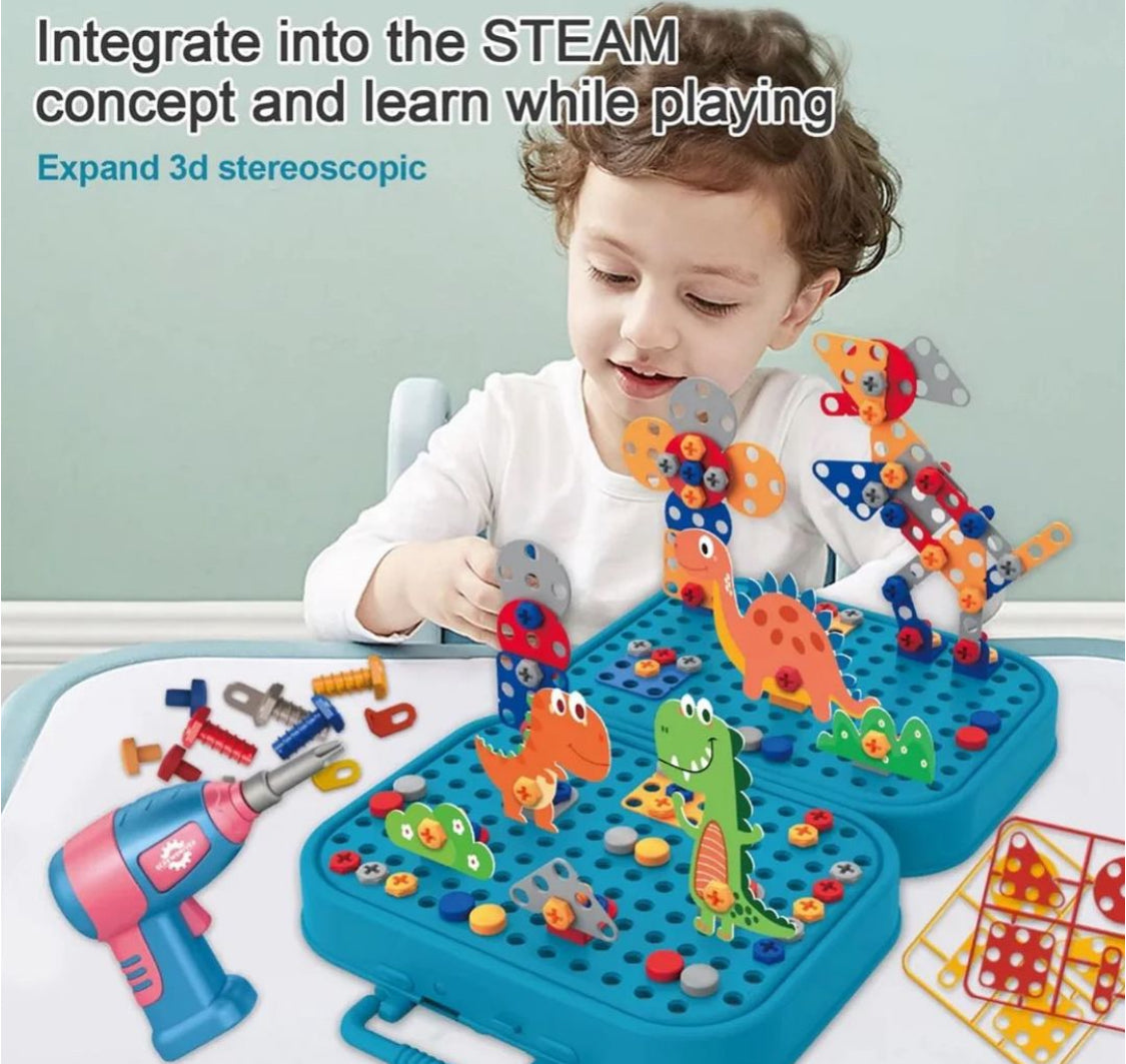 Set Of 285 Pieces 5 in 1 Creative 3D screw puzzle With A Drill, Screw Puzzle Box