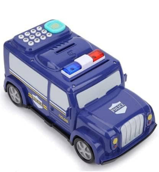 Police car Piggy Bank - Robotic Coin Munching Toy Money Box Coin Bank | Electronic Piggy Bank with Password Or Fingerprint Lock Toy Coin Bank