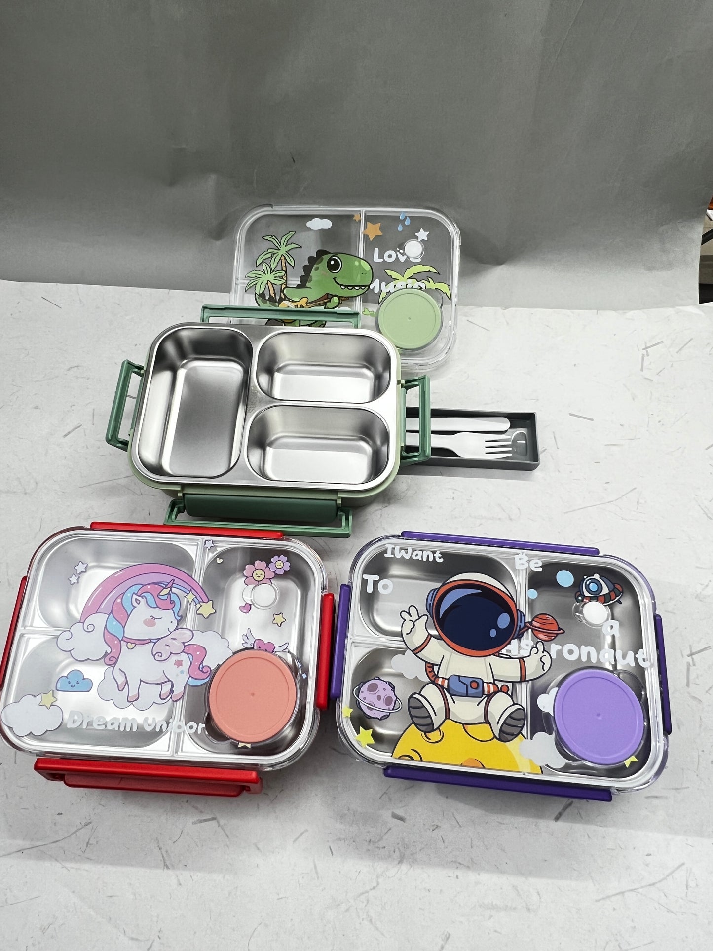 3 grid stainless steel leak proof lunch box 850 mL