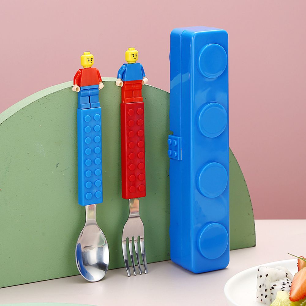 Building Blocks Design Stainless Steel Spoon and Fork Set