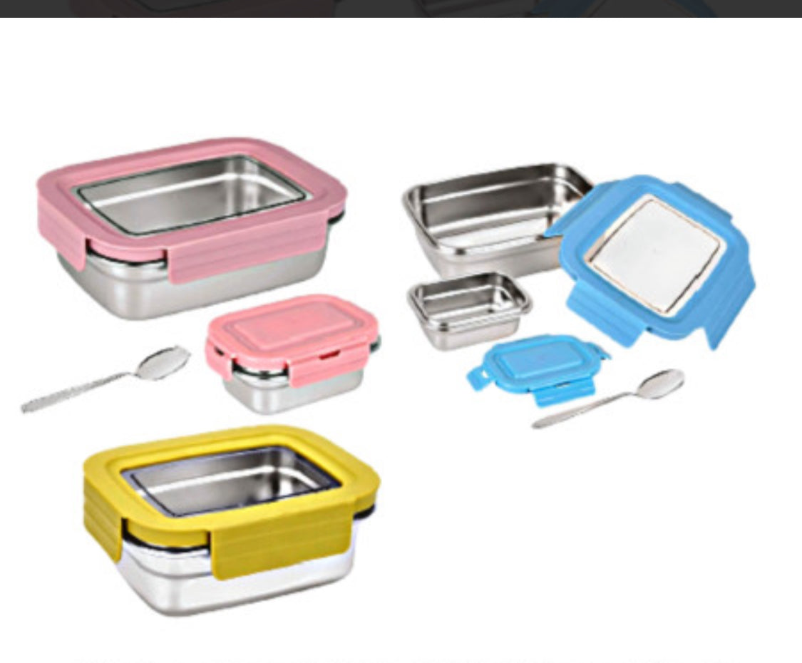 Stainless steel air tight transparent lid lunch box (4 different colour)