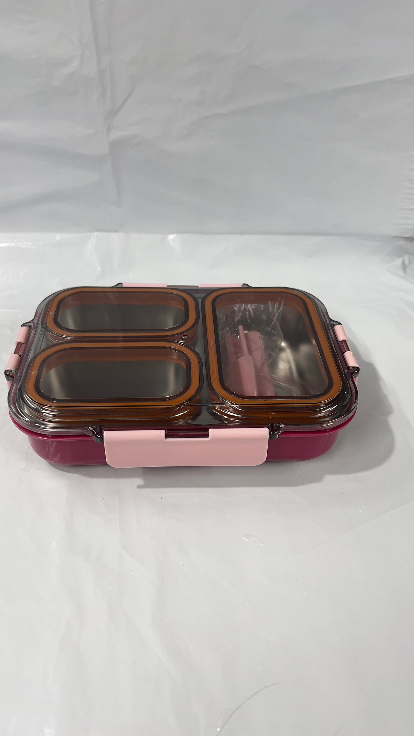 3 grid insulated leak proof lunch box( one extra lock & spoon)