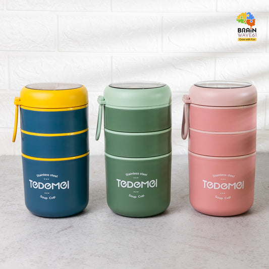 Tedemei insulated 3 layer lunch box 890ml