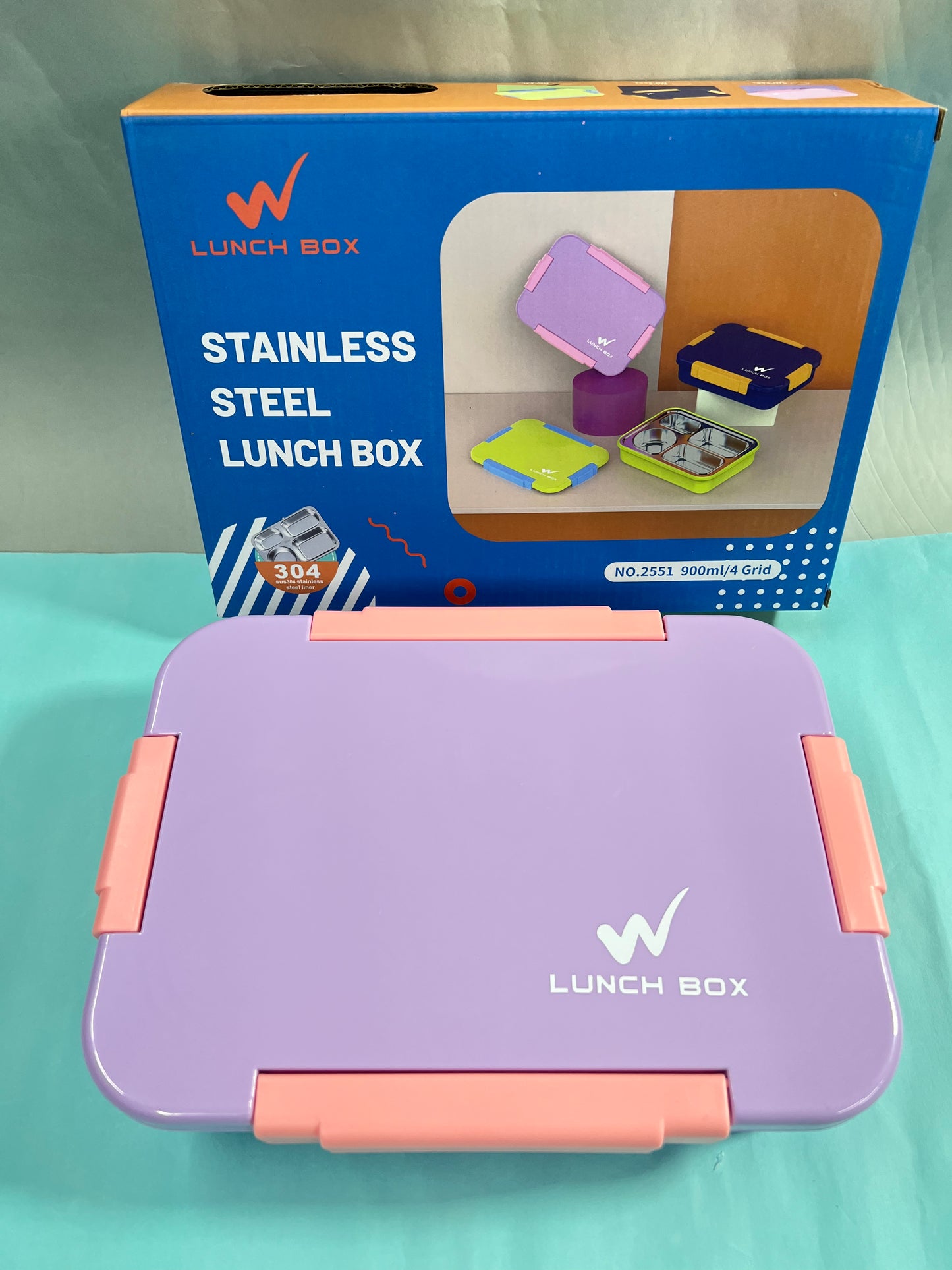 4 grid stainless steel merge proof lunch box (900ml)