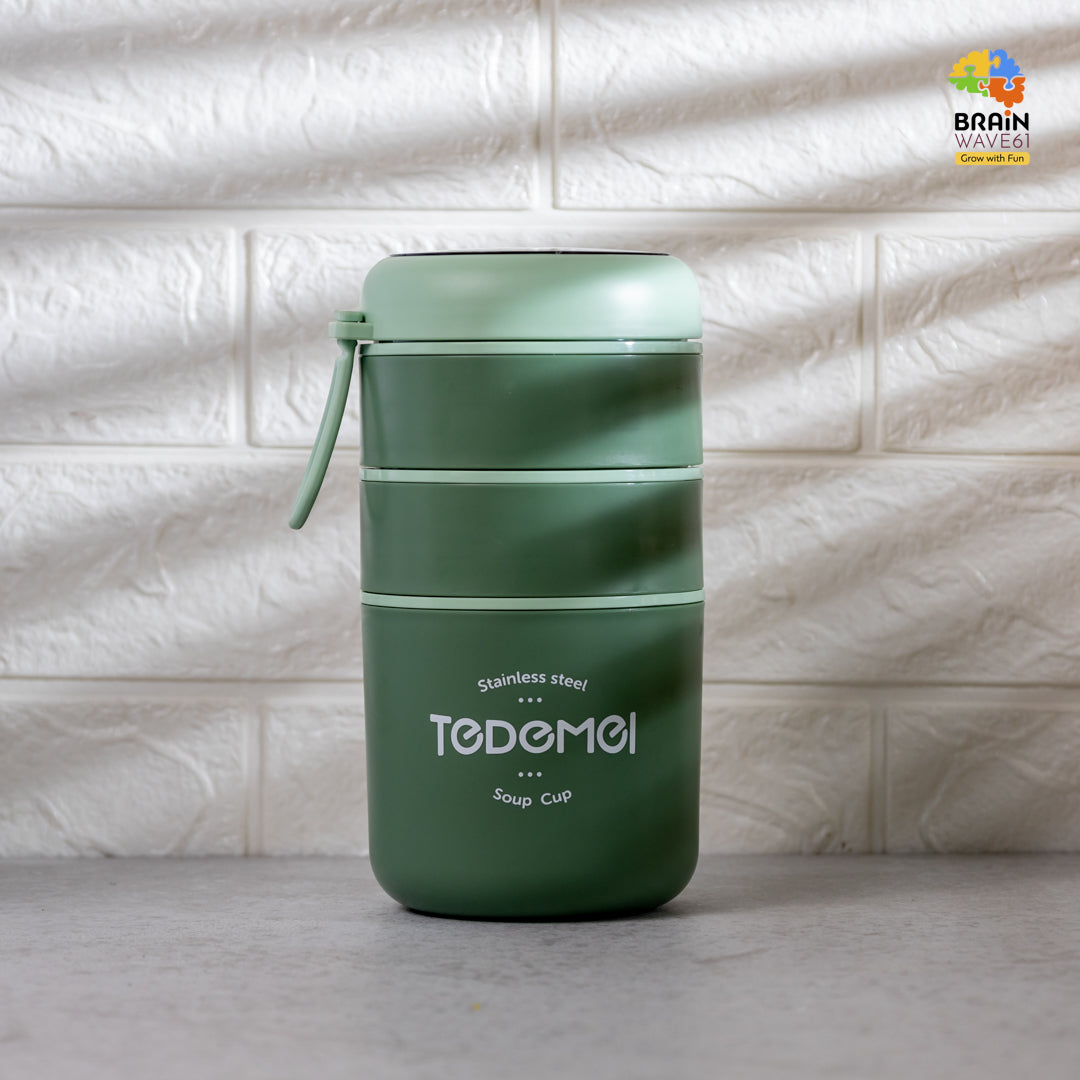 Tedemei insulated 3 layer lunch box 890ml