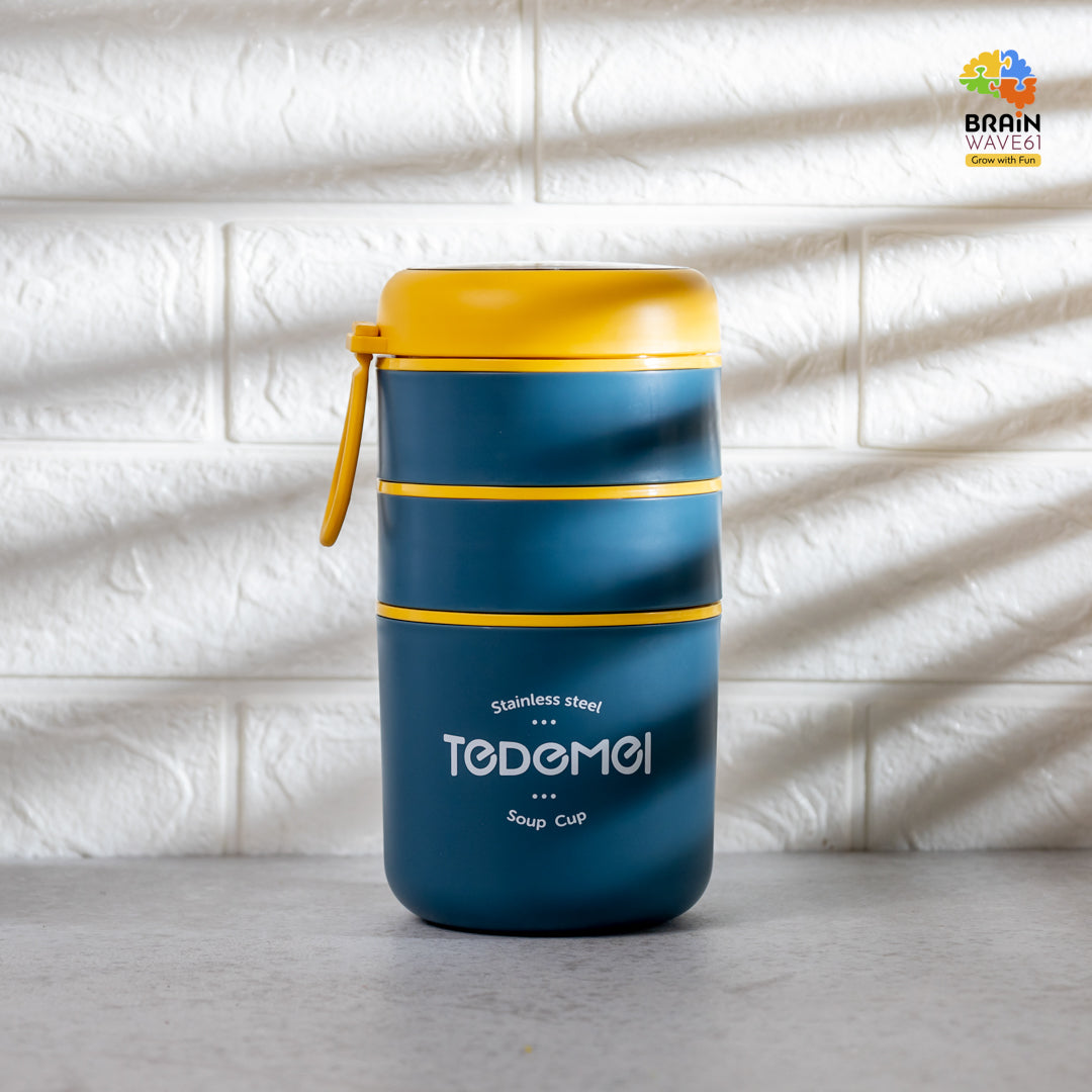 Tedemei insulated 3 layer lunch box 890ml