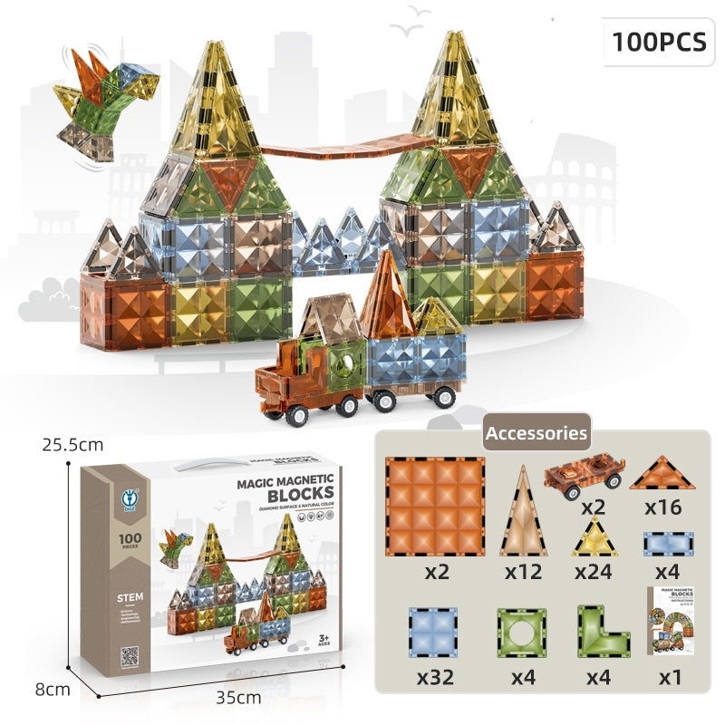 100 Pieces diamond shaped  Magnetic tiles for kids