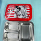 SKI Steel Happy meal 3 Compartment Insulated Steel Lunch Box 650 ml