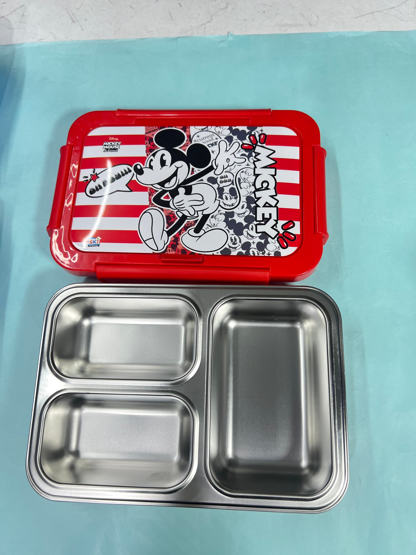 SKI Steel Happy meal 3 Compartment Insulated Steel Lunch Box 650 ml