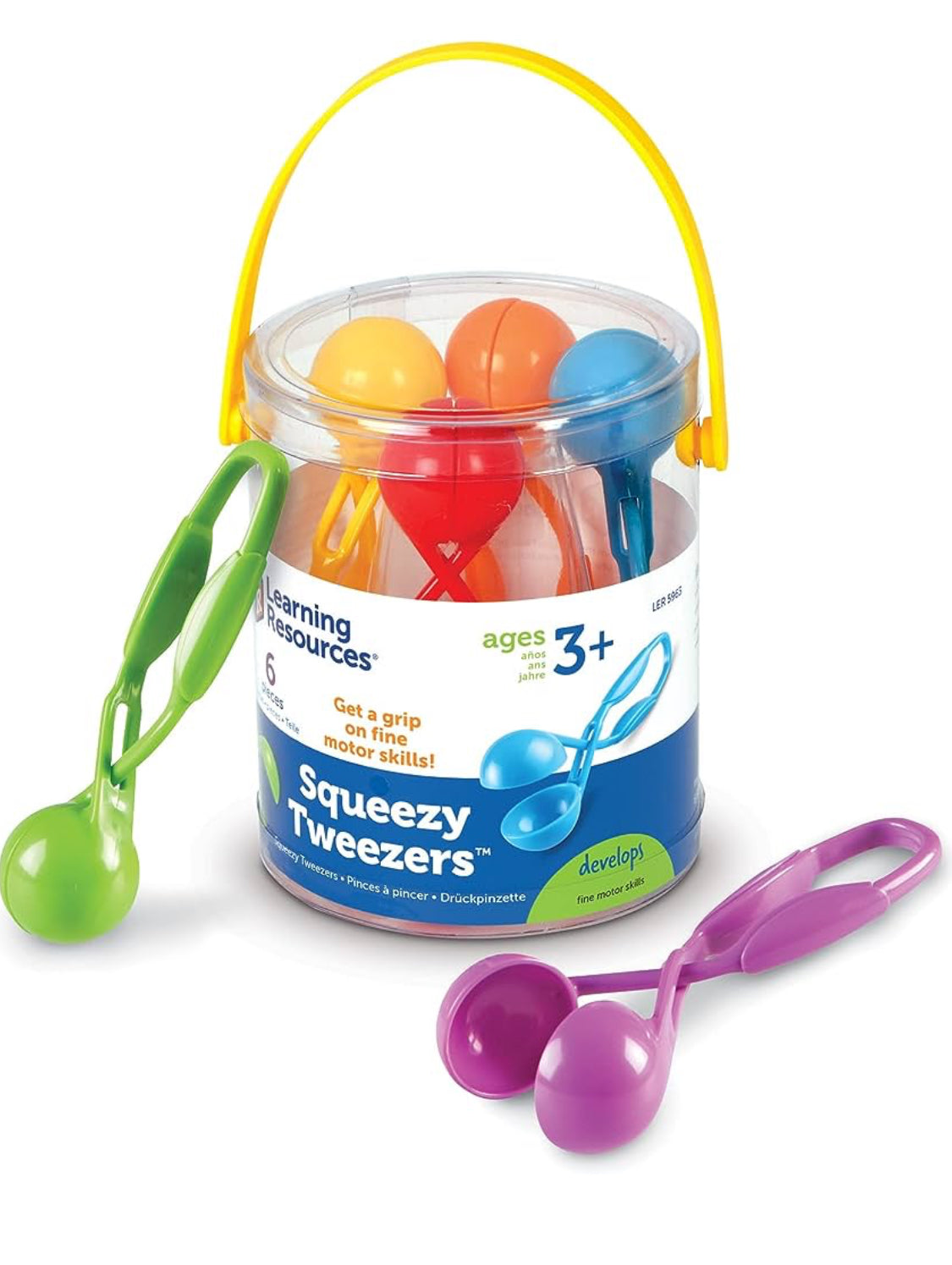 Learning Resources Squeezy Tweezers, Fine Motor Tools for Toddlers, Assorted Colors