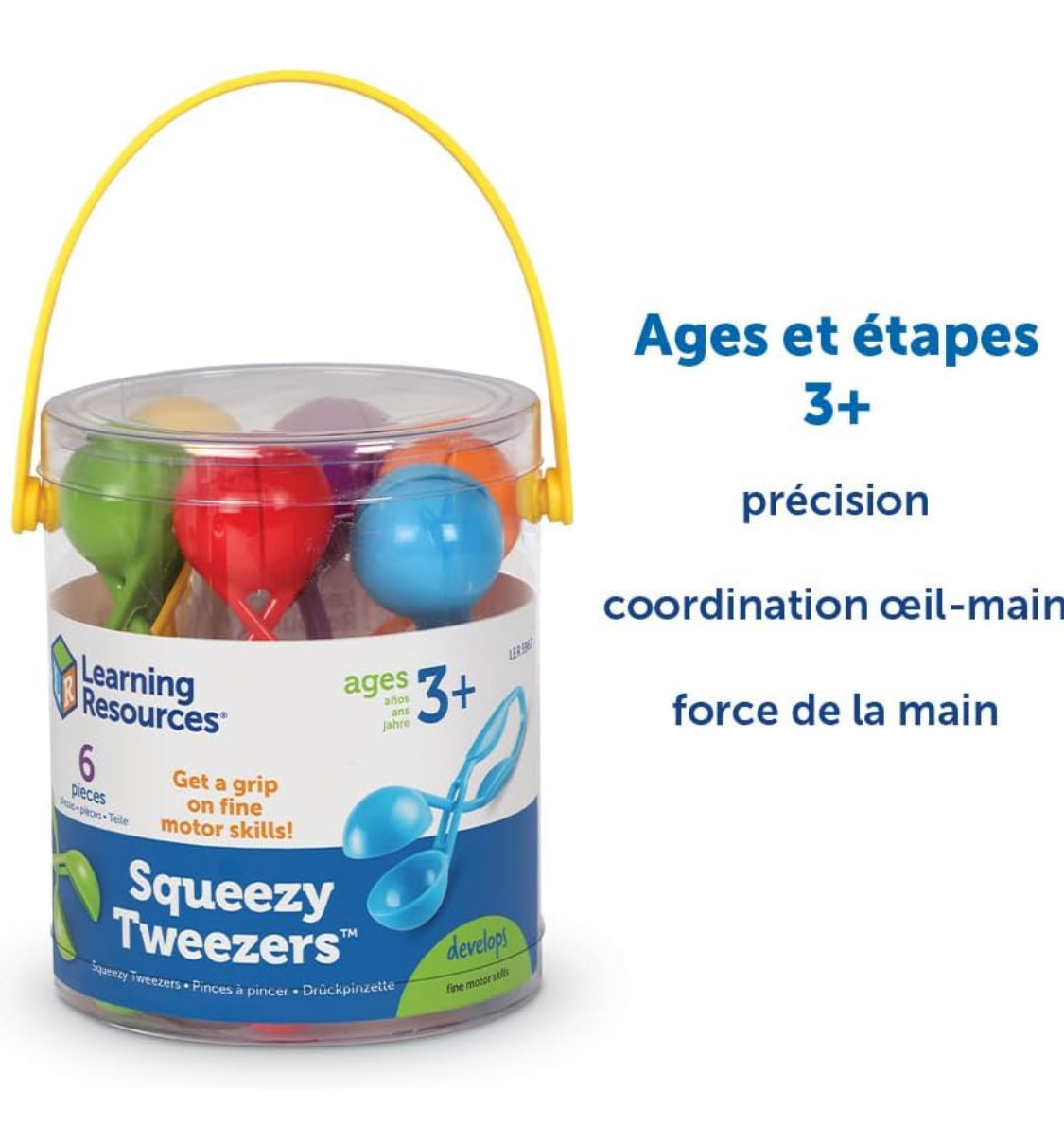 Learning Resources Squeezy Tweezers, Fine Motor Tools for Toddlers, Assorted Colors