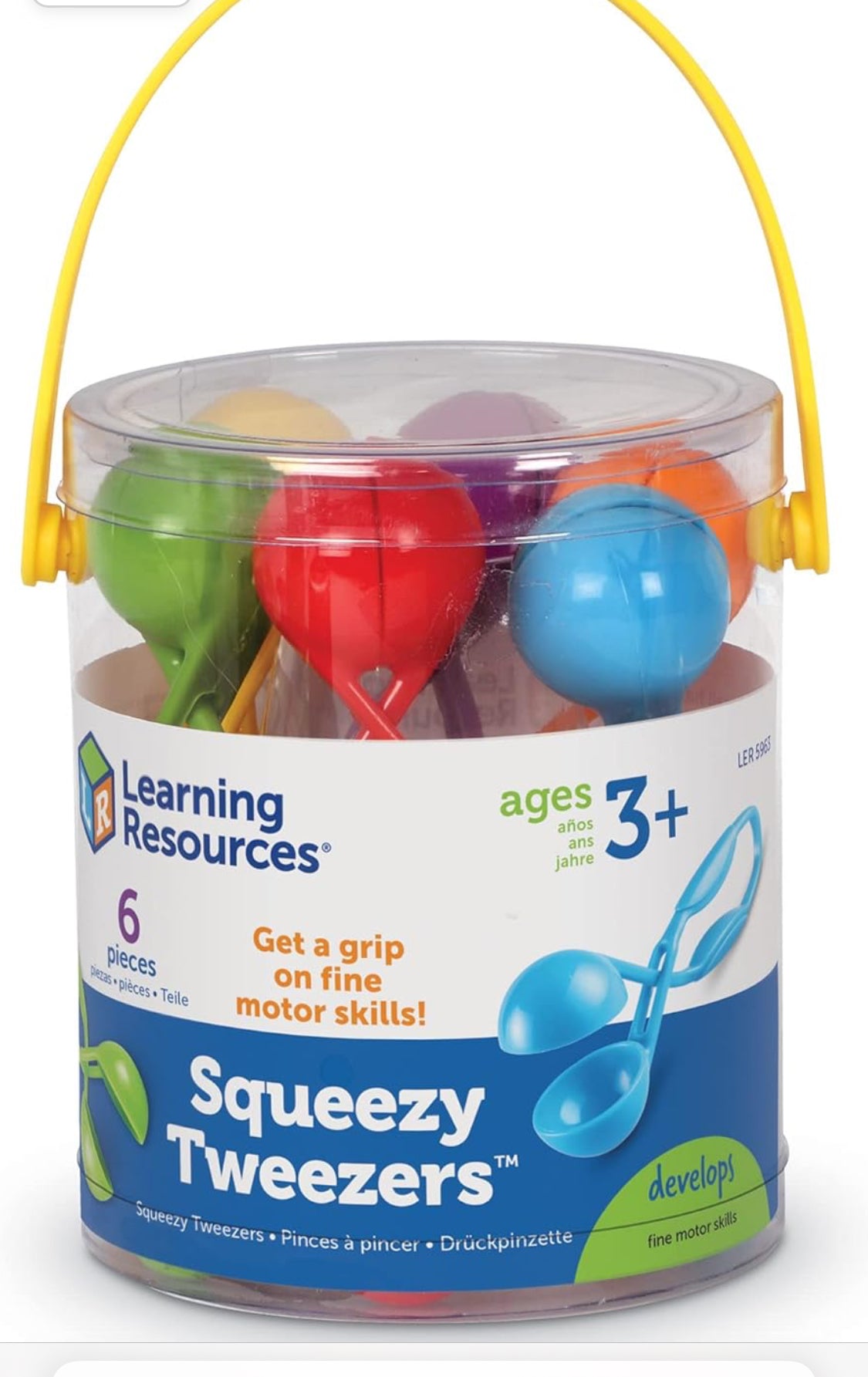 Learning Resources Squeezy Tweezers, Fine Motor Tools for Toddlers, Assorted Colors