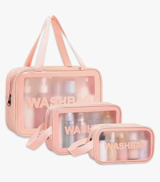 Washbag Set of 3 pcs Cosmetic Toiletry Makeup Vanity Shaving Household Grooming Travel Storage Organizer Bags Pouch kit Pack for Men Women Girls Travel