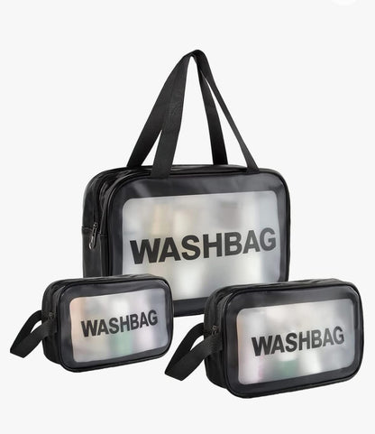 Washbag Set of 3 pcs Cosmetic Toiletry Makeup Vanity Shaving Household Grooming Travel Storage Organizer Bags Pouch kit Pack for Men Women Girls Travel