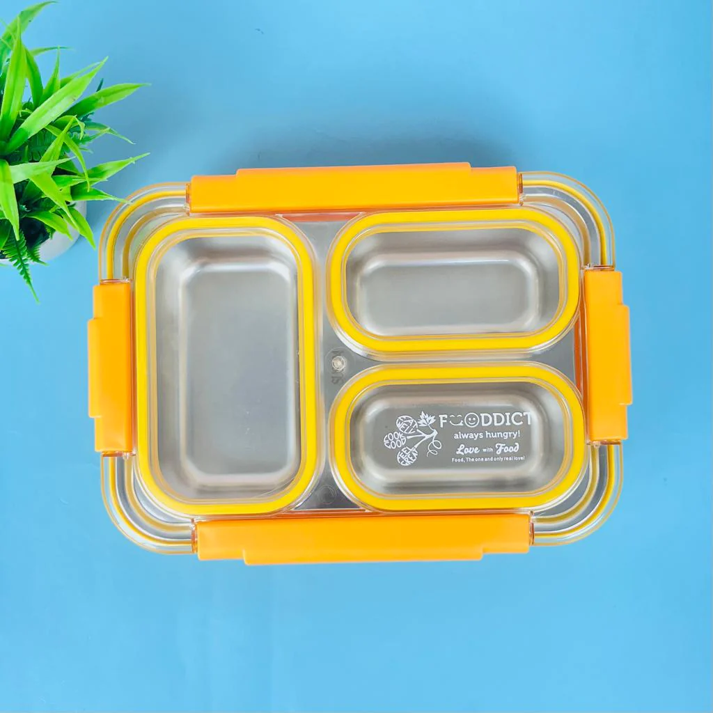 Stainless Steel 3-Compartment spill & leak proof 710 ml Lunch Boxes