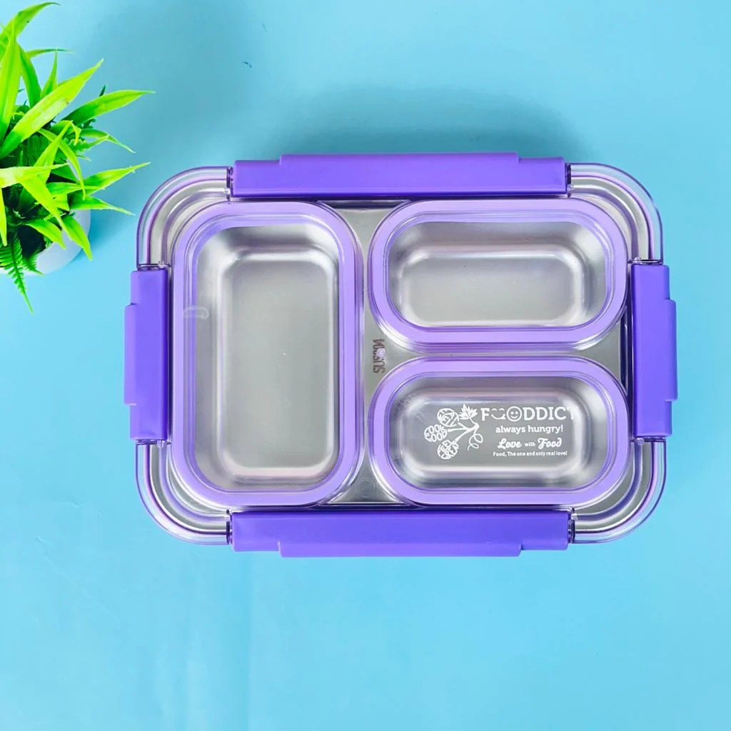 Stainless Steel 3-Compartment spill & leak proof 710 ml Lunch Boxes