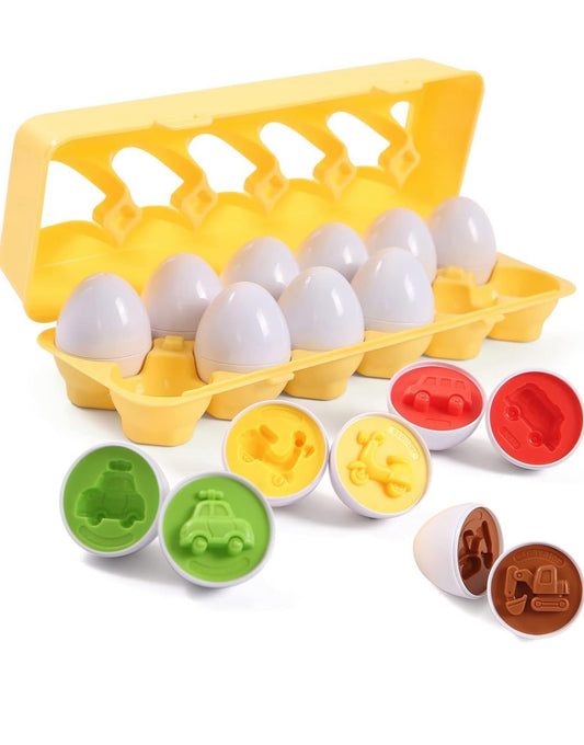 Vehicles Matching Egg Toys Easter Basket Stuffers for Toddlers Boys Girls